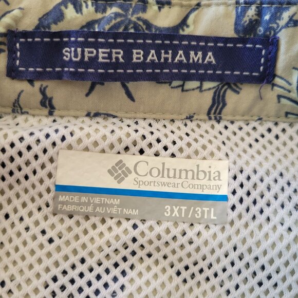 Columbia Super Bahama Mens Tropical Print Short Sleeve Shirt (Size 3XT) - Picture 5 of 8